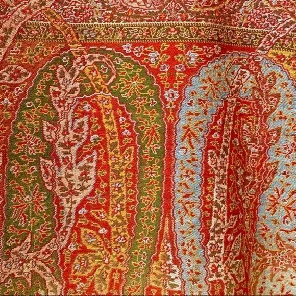 1800’s Wool Paisley Shawl -extra large! 146” x 64” - Picture 8 of 16